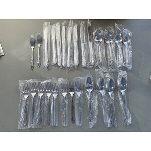 Imperial Korea Florelle Stainless Steel Flatware Set 26 Piece Silver Utensil NEW